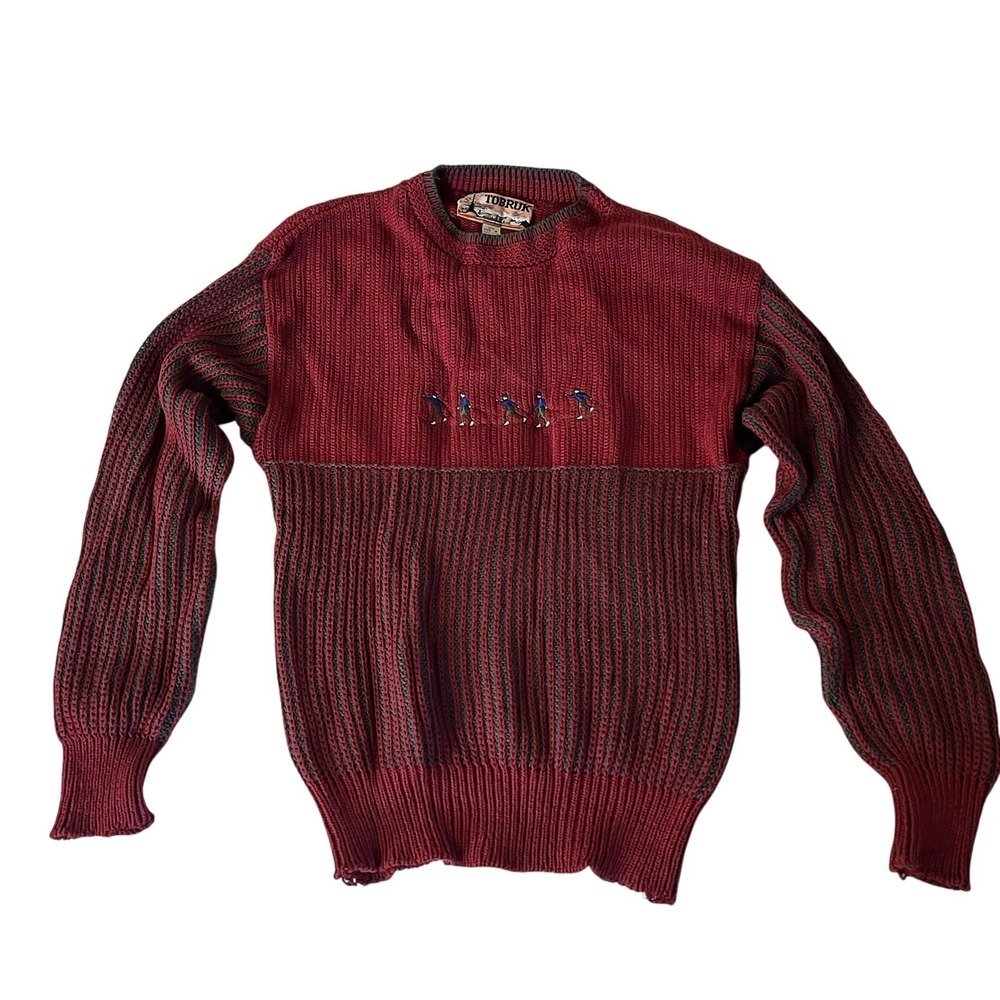 Tobruk Knit Cotton Crew Neck Sweater‎ Skiing Size M made in USA